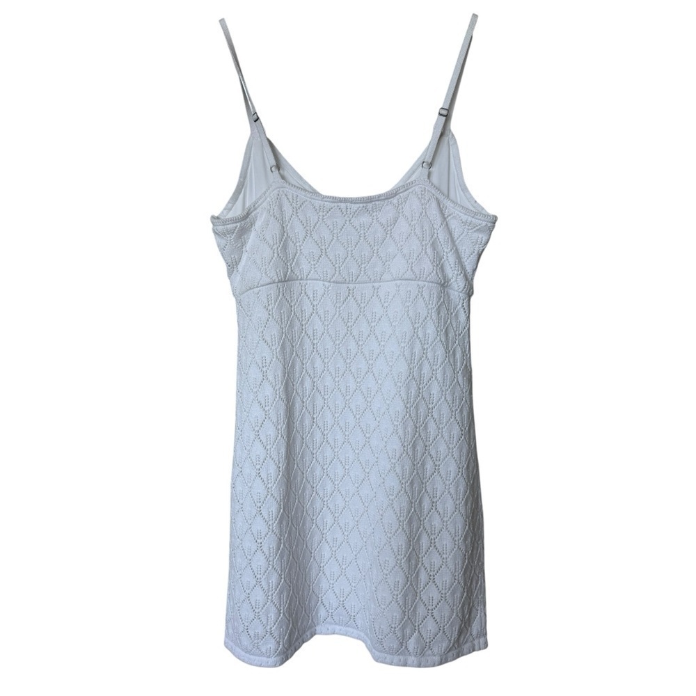 Hollister Women's Lace Crochet Knit Mini Dress White L Summer Sleeveless Casual - Picture 6 of 8